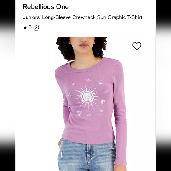 LOT of 2 Tops Rebellious One from Macy's Graphic Tees Junior's XL or Women's L - Picture 3 of 13